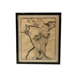 Female Nude Ink Wash Drawing by Georgia Anderson Henkel, Framed For Sale