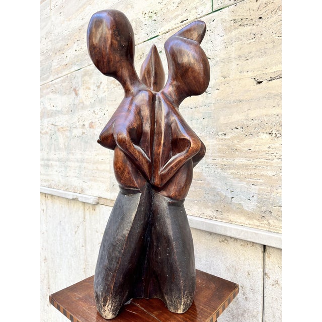 African Wooden Sculpture Union of Women, 1890s For Sale - Image 4 of 7