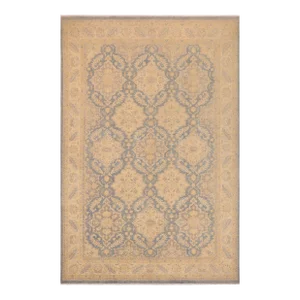 Oriental Ziegler Blue Beige Hand-Knotted Wool Rug - 9'10'' X 13'8''