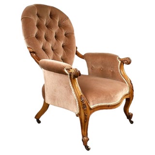 Victorian Walnut Armchair, 1870s For Sale