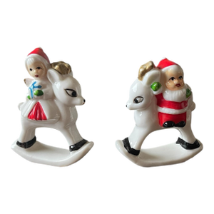 Vintage Mr. & Mrs. Claus Christmas Horse Rockers