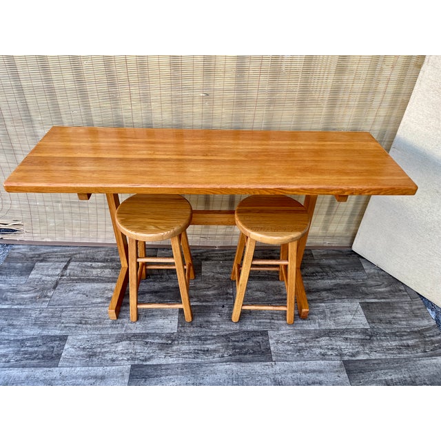 1990s Solid Wood Butcher Block Breakfast Set in the Charlotte Perriand Style. C 1990s For Sale - Image 5 of 18