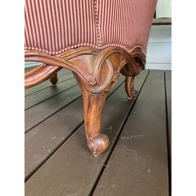 Henredon Upholstered English Arm Carved Base Club Chairs- A Pair For Sale - Image 13 of 17