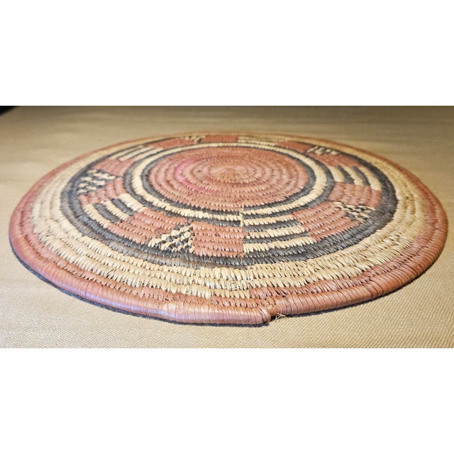 Vintage Hand-Woven Akimel Pima Coiled Tray Basket For Sale - Image 10 of 11