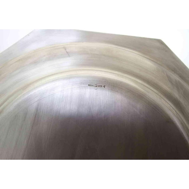 1970’s Vintage/New Silverplate Octagonal Oval Platter With Bead Pattern, Applied Border For Sale - Image 4 of 7