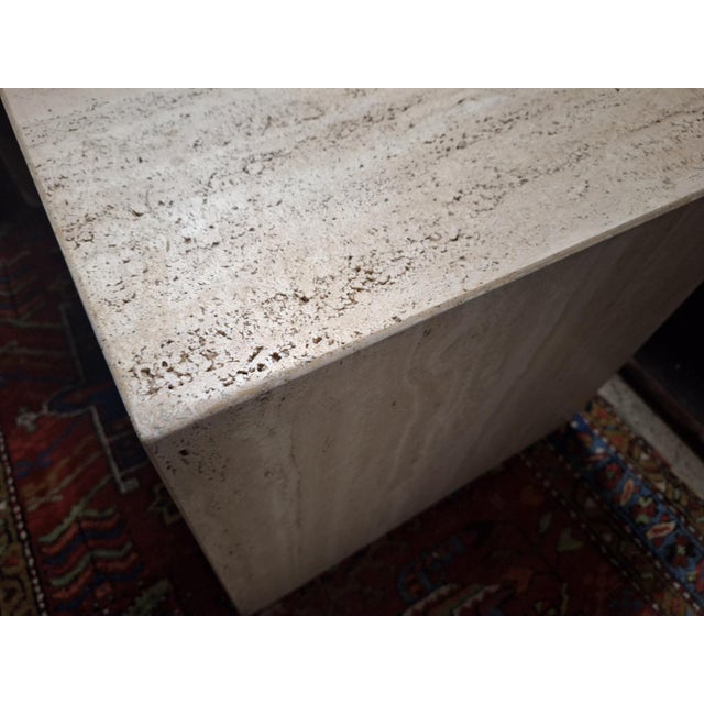 Italian Veined Travertine Coffee Table or Pedestal For Sale - Image 10 of 13