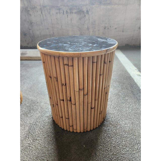 Wood 1970s Godfather Rattan Round Occasional Tables - Set of 3 For Sale - Image 7 of 13