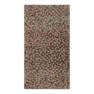 1960s Vintage Zeki Müren Art Deco Runner Rug With Geometric Patterns For Sale