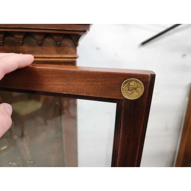 Antique Walnut China Cabinet Chippendale by Royal Furniture Co For Sale - Image 11 of 15