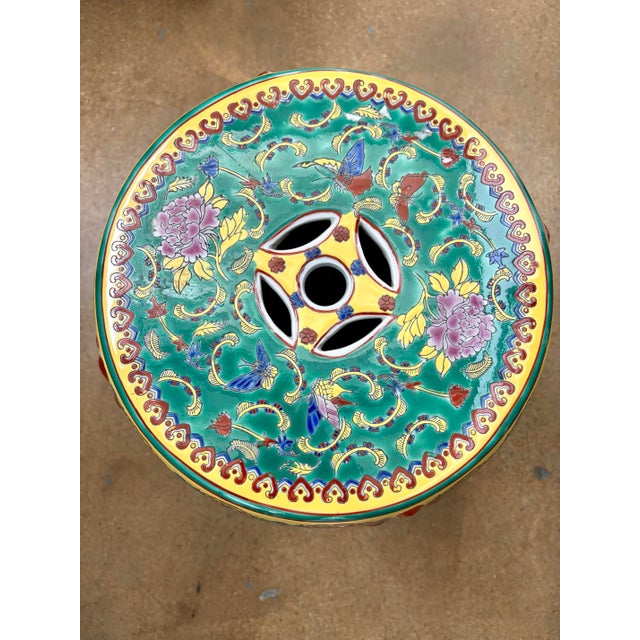 Vintage Chinese Enameled Porcelain Garden Stool For Sale - Image 4 of 5