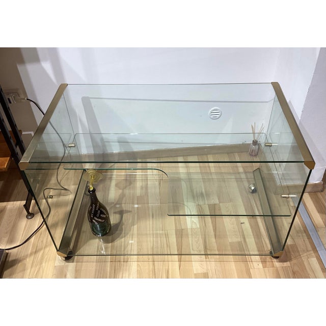 1970s Brass and Crystal Mobile Bar Trolley by Pierangelo Gallotti for Gallotti & Radice, 1970s For Sale - Image 5 of 11