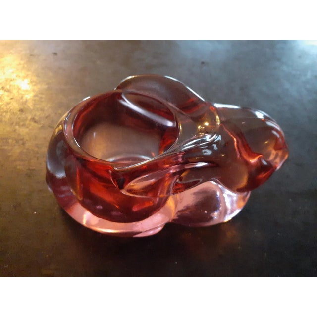 This is a GORGEOUS Pink Art Glass 5" Bunny Tealite Holder Procured at auction MINIATURE