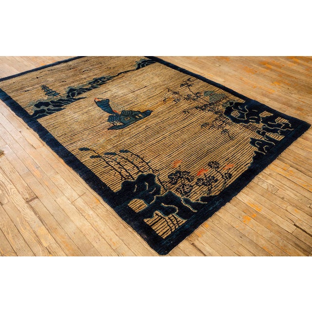 Chinese 1920s Beige Neutral Field Traditional Chinese Symbolic Motifs Antique Peking Knotted Wool Rug For Sale - Image 3 of 8