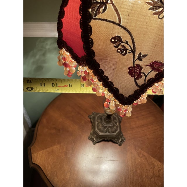 Vintage Victorian Table Lamp by Handley Industries & Lavish Lamps Beaded Fringe Shade For Sale - Image 14 of 16