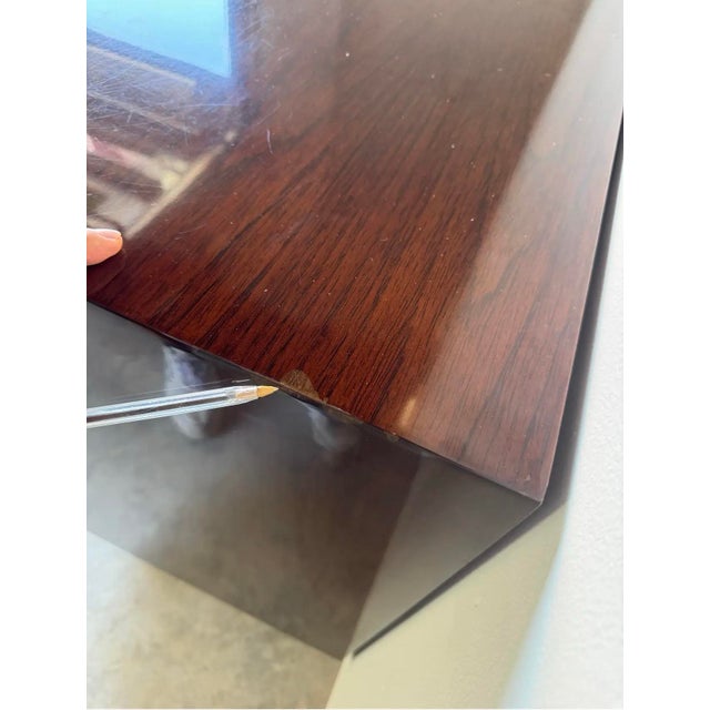 Vintage Jimeco LTD Lacquered Goatskin and Mahogany Five-Drawer Commode/Sold For Sale - Image 10 of 12