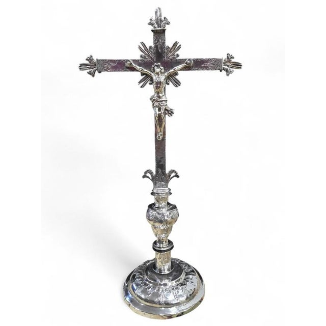 16th Century Spanish Silver Altar Cross, 1550s For Sale - Image 9 of 18
