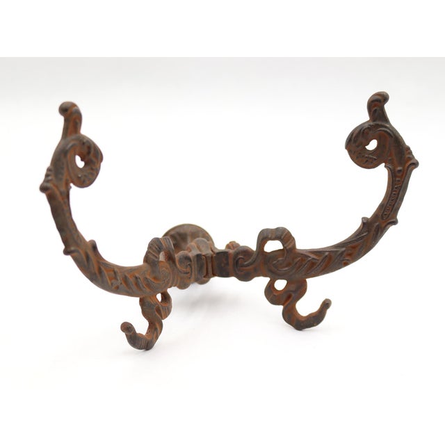 Victorian Antique Pair of Victorian Black Cast Iron Hall Tree Hooks For Sale - Image 3 of 7