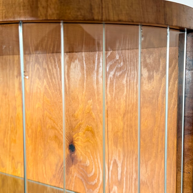 Vintage Art Deco Style Walnut Veneer Display Cabinet with Glass Slats, 1950s For Sale - Image 11 of 15