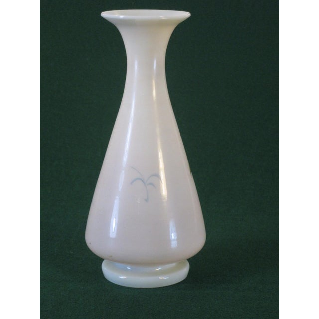 Late 19th Century Vase White Opalescent Glass, Hand Painted Enameled Flowers, Mouth Blown, Victorian For Sale - Image 10 of 11