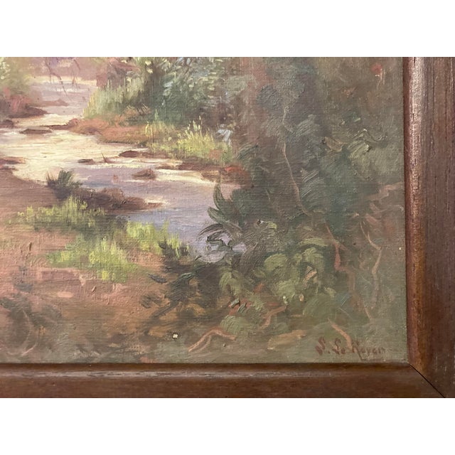 L. Le Royan, Landscape with a Stream, 1950s, Oil on Canvas, Framed For Sale - Image 7 of 13
