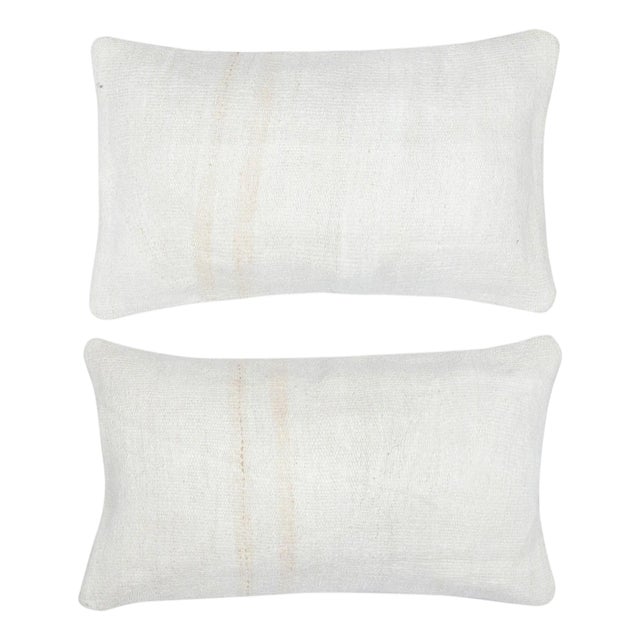 14"x24" SET OF 2 - Handmade Cushion Covers. Vintage Kilim Lumbar Pillow Covers For Sale