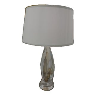 Attributed to Global Views Amber Twist Lamp W/Silk Shade For Sale