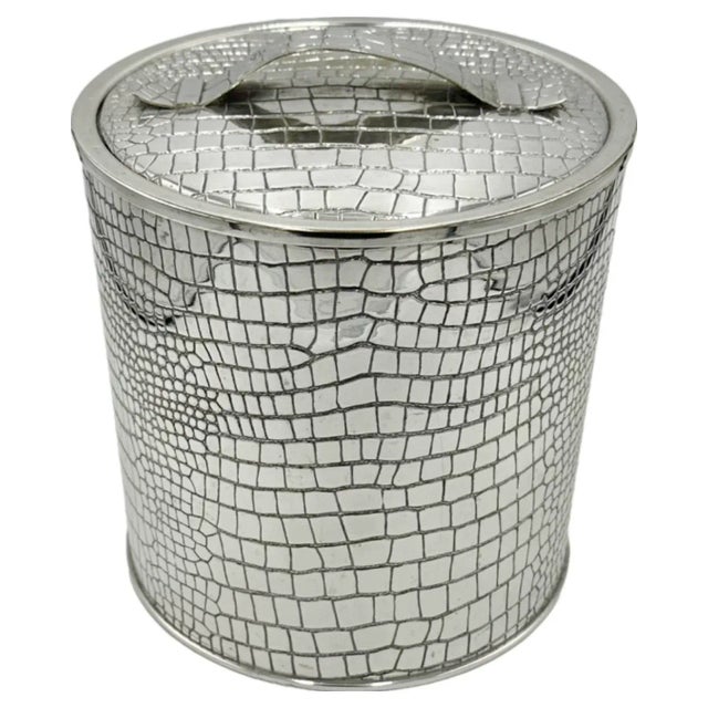 Details: -A vintage silver-plated ice bucket by Christian Dior, made in Italy -Croc-embossed detail -An example of Dior's...