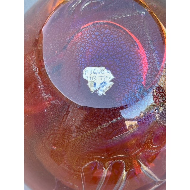 Purple 1980s Iridescent Sparkle Air Trap Bubble Vein Art Glass 6.5" Vase Signed '80 For Sale - Image 8 of 18