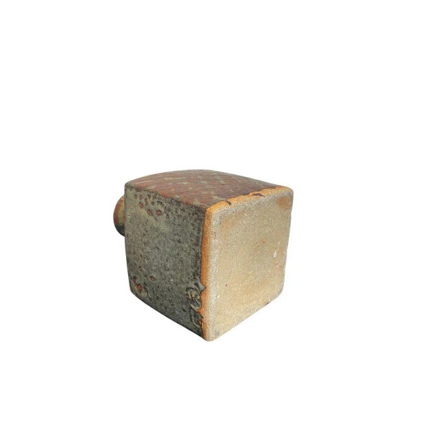 Mid-Century Japanese Studio Pottery Stoneware Bottle Vase with Ash Glaze, 1950 For Sale - Image 6 of 8