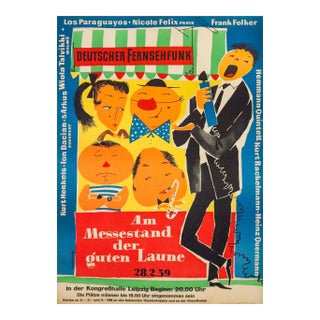 1959 German Advertising Poster - Deutscher Fernsehfunk, Am Messestand Der Guten Laune (German Television/Radio Show) For Sale