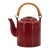 1900s Chinese Oxblood Glaze Stoneware Teapot With Bamboo Handles For Sale