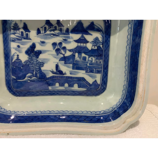 Ceramic 18th Century Antique Chinese Canton Blue & White Porcelain Tureen-Qianlong For Sale - Image 7 of 12
