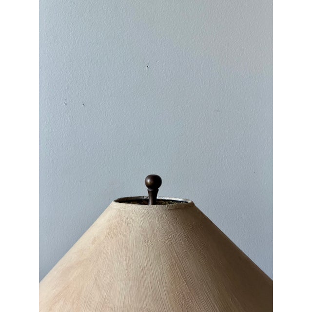 Beige 1990s Neoclassical Faux Stone & Bronze Table Lamp For Sale - Image 8 of 8