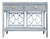 Matthew Izzo Home Gideon Light Blue Painted Rattan Two Drawer Console With Decorative Back and Polished Brass Hardware For Sale