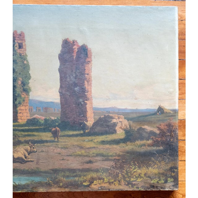 19th Century Italian Landscape Painting of Roman Aqueduct Ruins After Corrodi For Sale - Image 4 of 16