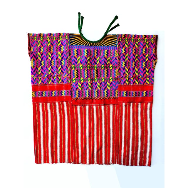 1960s Vintage Central American Hand Woven Textile Huipil With Hand Embroidered Detail For Sale - Image 5 of 8