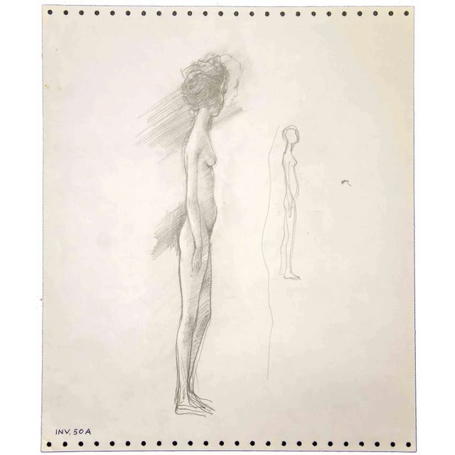 Standing Nude is an original drawing in pencil on paper realized by Leo Guida in the 1970s. Good condition. Leo Guida...