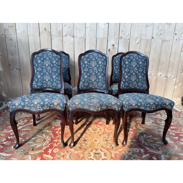 19th Century English Mahogany, Jacquard Fabric Chippendale Chairs, Set of 6 For Sale - Image 10 of 10
