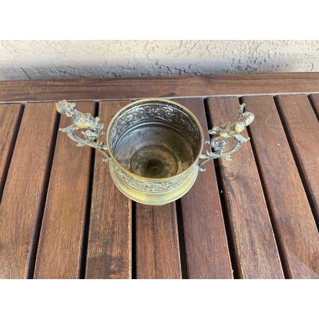 1920s Vintage Italian Brass Cherubs Candle Holder Urn For Sale - Image 5 of 7