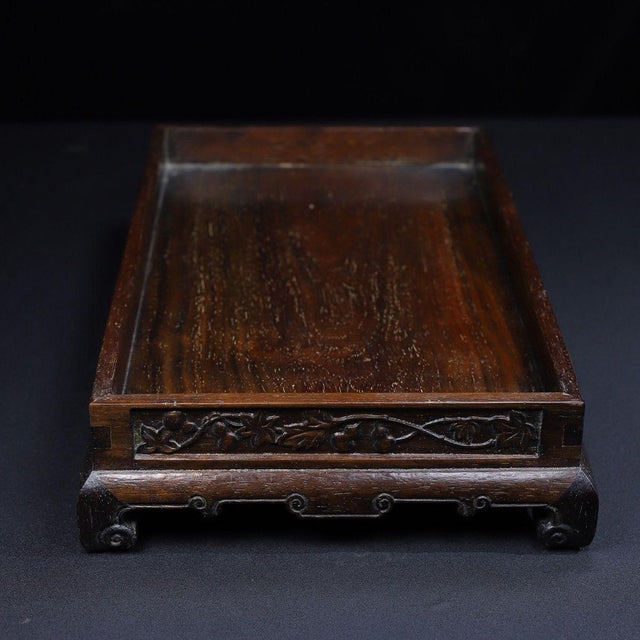 Chinese Chinese Huali Rosewood Carved Tea Tray / Display Stand For Sale - Image 3 of 9
