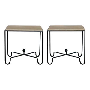 Large ‘Entretoise’ Travertine Side Tables by Design Frères - a Pair