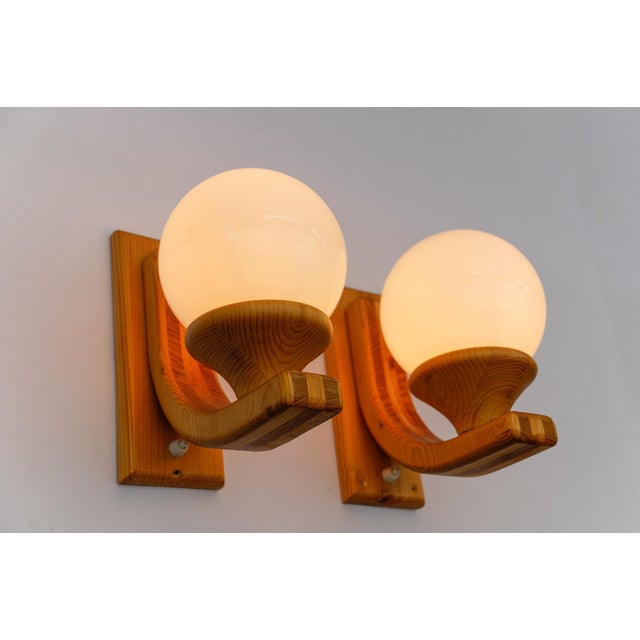 Mid-Century Modern Wooden Wall Light from Domus, Italy, 1970s, Set of 2 For Sale - Image 3 of 11