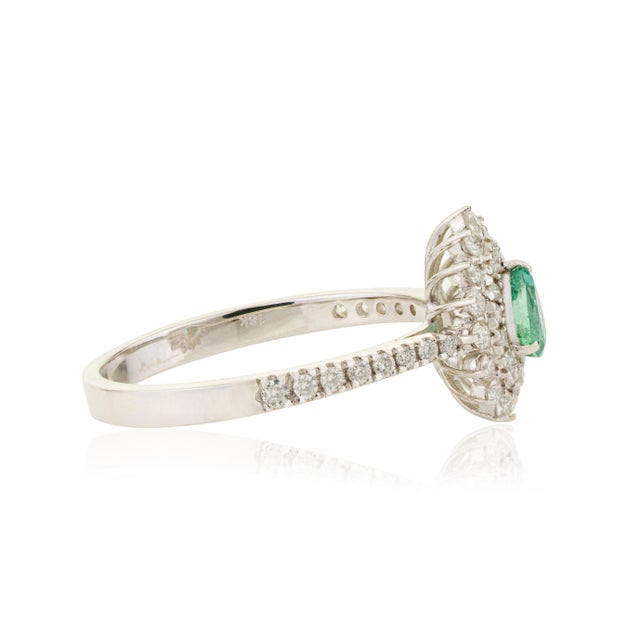 Green 18k Gold Emerald Double Halo Mexican Ring Size 7 by VRJewels For Sale - Image 8 of 17