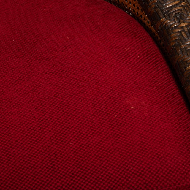 Set of 4 Artistica Rattan & Bamboo Dining Chairs With Double Caned Back & Red Upholstered Seats For Sale - Image 13 of 17