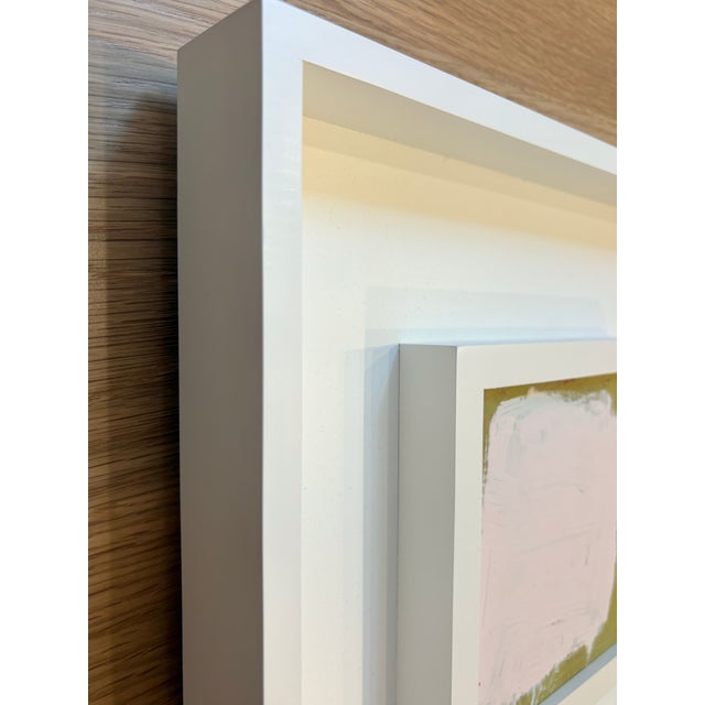 Abstract Sarah Trundle, Contemporary Framed Abstract Painting, "Pink on Green" For Sale - Image 3 of 4