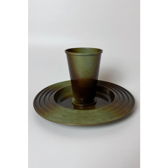 Metal 1930s Bronze Plate and Vase by Ystad Brons For Sale - Image 7 of 7