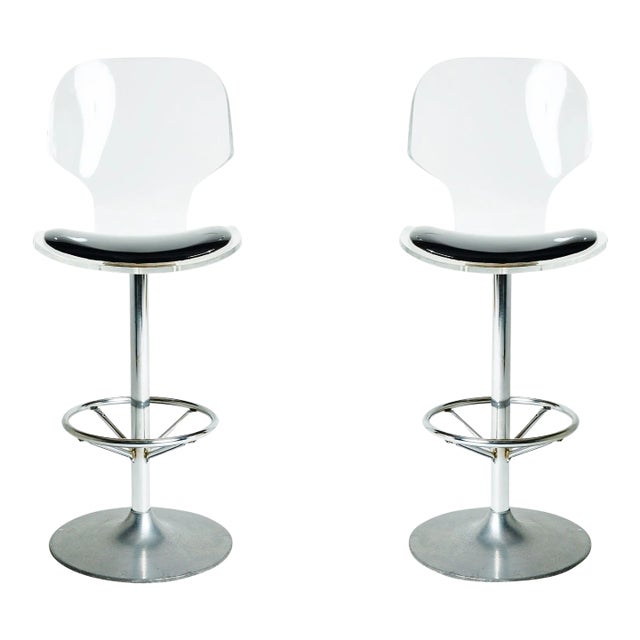 Post-Modern Lucite Barstools by Hill Mfg, circa 1980 - A Pair For Sale