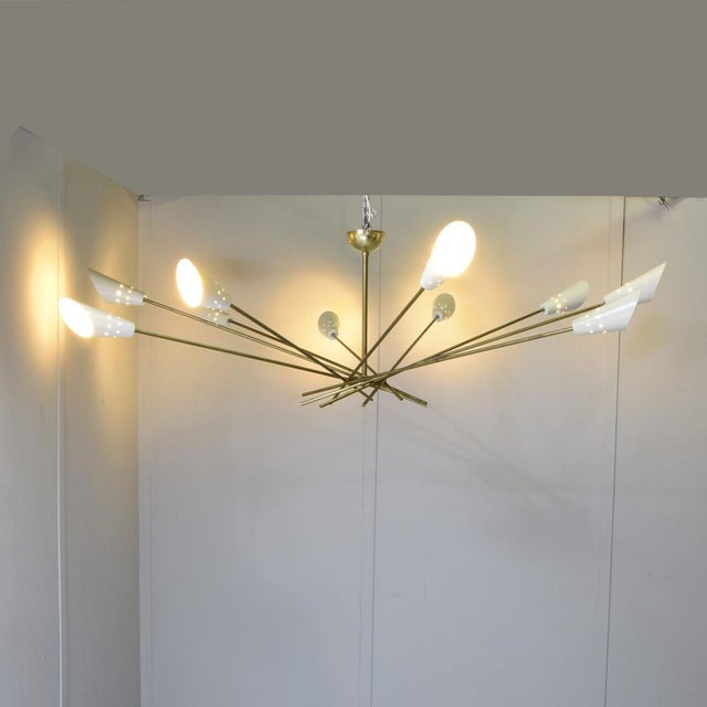 Metal Shangai Chandelier in the style of Stilnovo, 1960s For Sale - Image 7 of 11