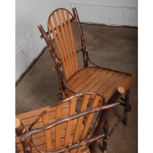 Mid 20th Century Rustic Amish Hickory Adirondack-Style Round Dining Table & Chair Set of 5 For Sale In Greensboro - Image 6 of 8