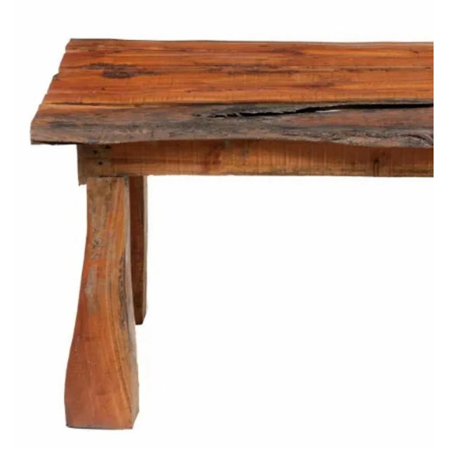 Early 20th Century Rustic Antique French Provincial Live Edge Pine Harvest Table Workbench For Sale - Image 5 of 10